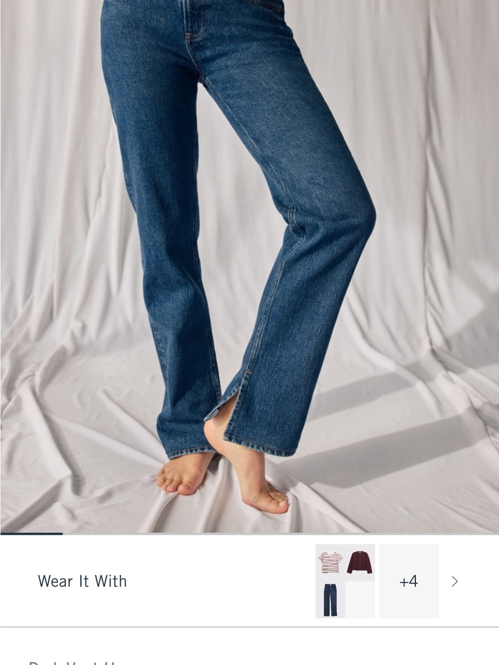 Abercrombie & Fitch Mid Rise 90s Straight-Leg Dark Blue Jeans with Side Vent